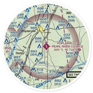 Poplarville Pearl River County Airport (M13) VFR Sectional Sticker (20 mile)