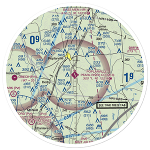 Poplarville Pearl River County Airport (M13) VFR Sectional Sticker (30 mile)