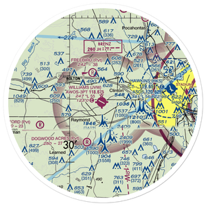 John Bell Williams Airport (JVW) VFR Sectional Sticker (30 mile)