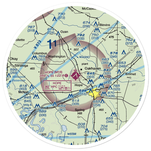Hope Municipal Airport (M18) VFR Sectional Sticker (30 mile)