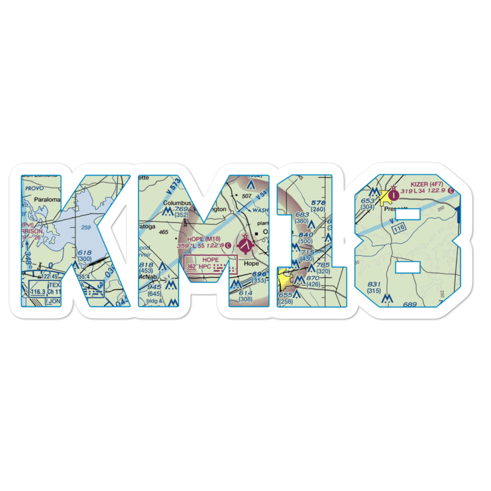 Hope Municipal Airport (M18) VFR Sectional Sticker 