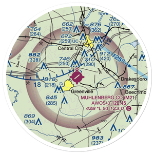 Muhlenberg County Airport (M21) VFR Sectional Sticker (20 mile)