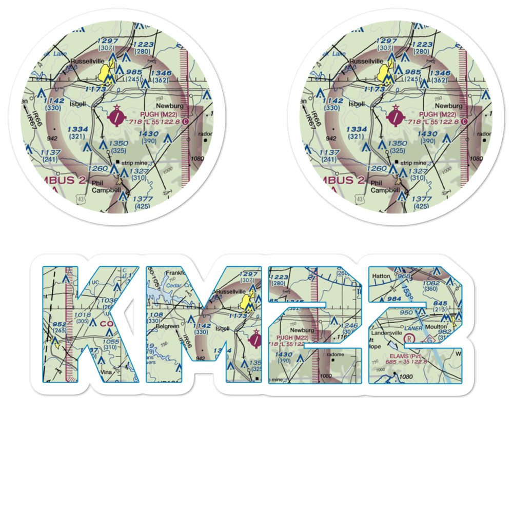Bill Pugh Field (M22) VFR Sectional Sticker Pack 