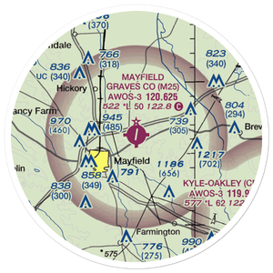 Mayfield Graves County Airport (M25) VFR Sectional Sticker (20 mile)