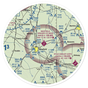 Mayfield Graves County Airport (M25) VFR Sectional Sticker (30 mile)