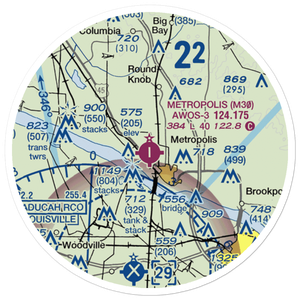 Metropolis Municipal Airport (M30) VFR Sectional Sticker (20 mile)