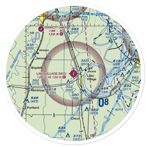 Lake Village Municipal Airport (M32) VFR Sectional Sticker (30 mile)