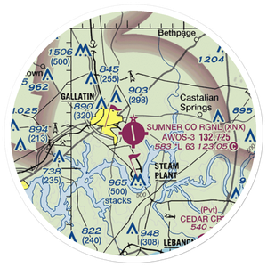 Sumner County Regional Airport (XNX) VFR Sectional Sticker (20 mile)
