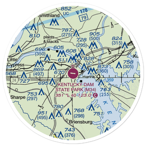 Kentucky Dam State Park Airport (M34) VFR Sectional Sticker (20 mile)