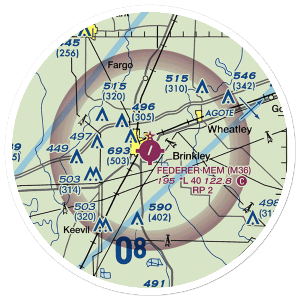 Frank Federer Memorial Airport (M36) VFR Sectional Sticker (20 mile) 
