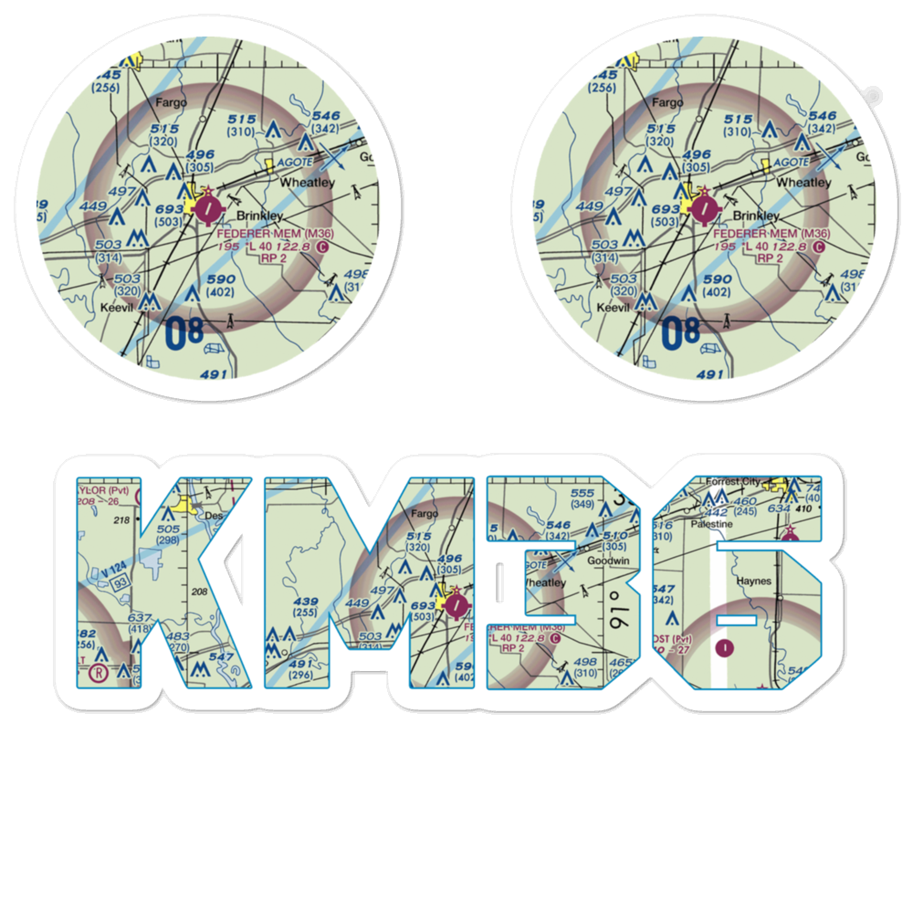 Frank Federer Memorial Airport (M36) VFR Sectional Sticker Pack 