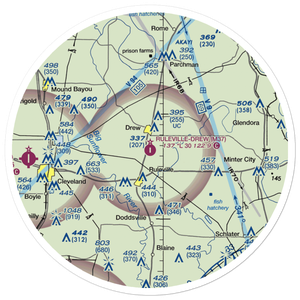 Ruleville Drew Airport (M37) VFR Sectional Sticker (30 mile)