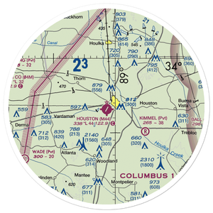 Houston Municipal Airport (M44) VFR Sectional Sticker (30 mile)