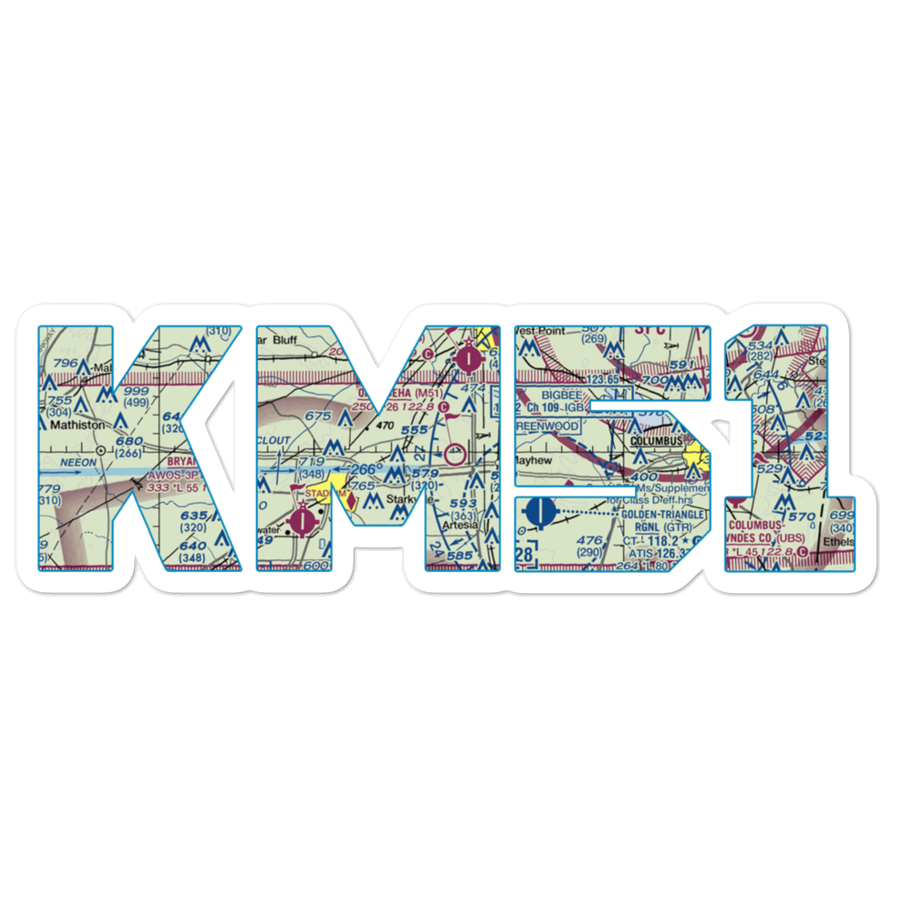 Oktibbeha Airport (M51) VFR Sectional Sticker 