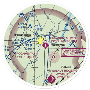 Pocahontas Municipal Airport (M70) VFR Sectional Sticker (20 mile)