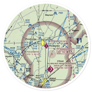 Pocahontas Municipal Airport (M70) VFR Sectional Sticker (30 mile)