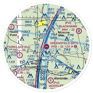 Greensfield Airport (M71) VFR Sectional Sticker (20 mile)