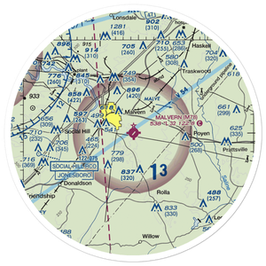Malvern Municipal Airport (M78) VFR Sectional Sticker (30 mile)