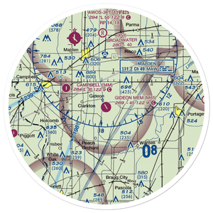 Gideon Memorial Airport (M85) VFR Sectional Sticker (30 mile)