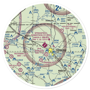 Springfield Robertson County Airport (M91) VFR Sectional Sticker (30 mile)