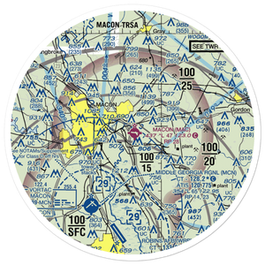 Macon Downtown Airport (MAC) VFR Sectional Sticker (30 mile)