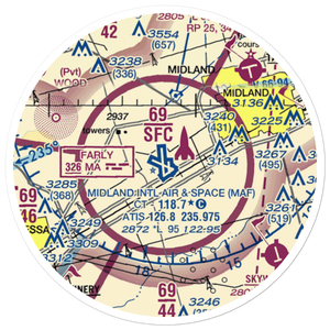 Midland International Airport (MAF) VFR Sectional Sticker (20 mile)