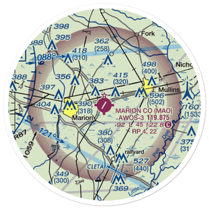 Marion County Airport (MAO) VFR Sectional Sticker (20 mile)