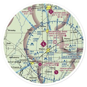 Malden Regional Airport (MAW) VFR Sectional Sticker (30 mile)