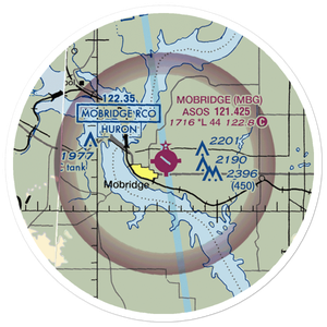 Mobridge Municipal Airport (MBG) VFR Sectional Sticker (20 mile)