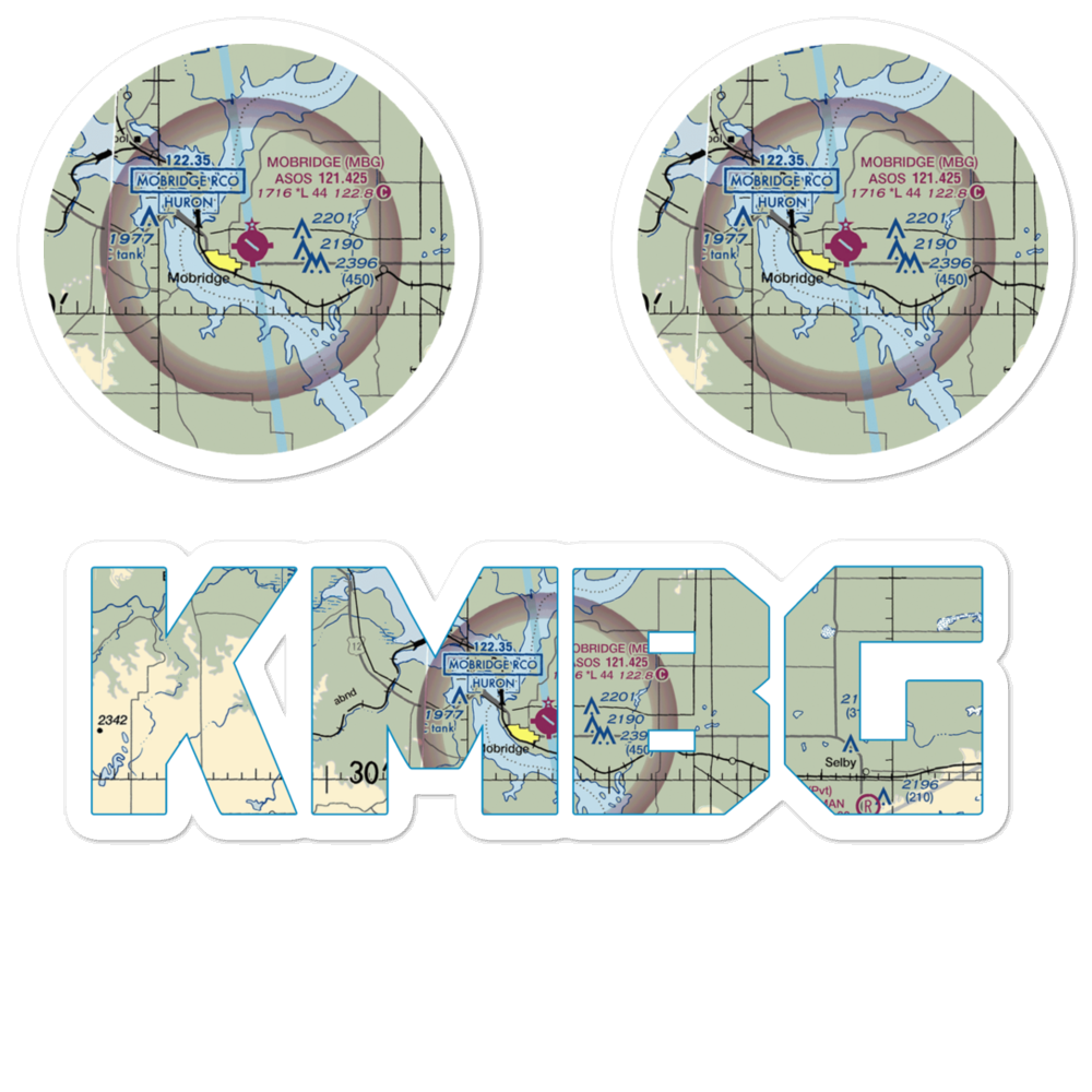 Mobridge Municipal Airport (MBG) VFR Sectional Sticker Pack 