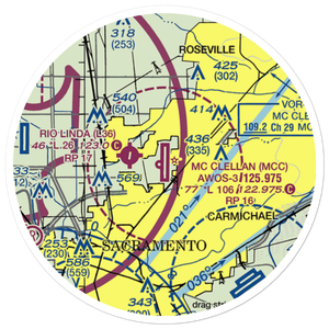 Mc Clellan Airfield (MCC) VFR Sectional Sticker (20 mile)