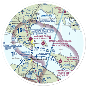 Mackinac Island Airport (MCD) VFR Sectional Sticker (30 mile)