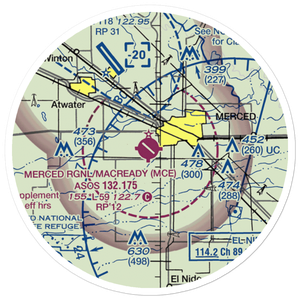 Merced Regional Macready Field (MCE) VFR Sectional Sticker (20 mile)