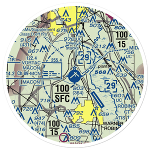 Middle Georgia Regional Airport (MCN) VFR Sectional Sticker (20 mile)