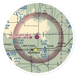 Mooreland Municipal Airport (MDF) VFR Sectional Sticker (20 mile)