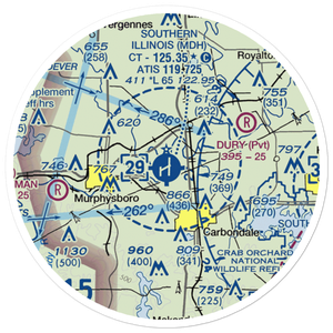 Southern Illinois Airport (MDH) VFR Sectional Sticker (20 mile)