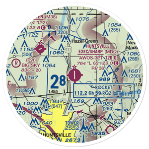 Madison County Executive Airport-Tom Sharp Jr Field (MDQ) VFR Sectional Sticker (20 mile)