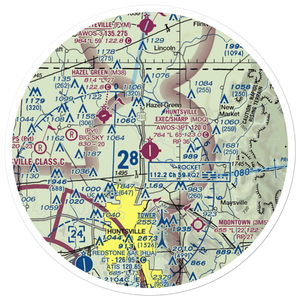 Madison County Executive Airport-Tom Sharp Jr Field (MDQ) VFR Sectional Sticker (30 mile)