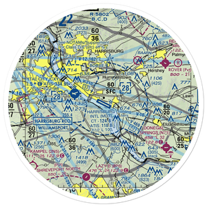 Harrisburg International Airport (MDT) VFR Sectional Sticker (30 mile)