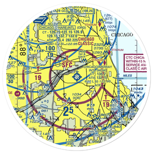 Chicago Midway International Airport (MDW) VFR Sectional Sticker (30 mile)