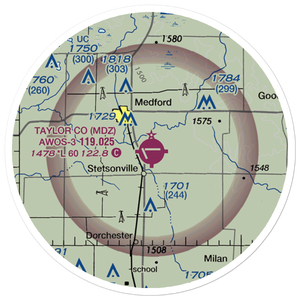 Taylor County Airport (MDZ) VFR Sectional Sticker (20 mile)