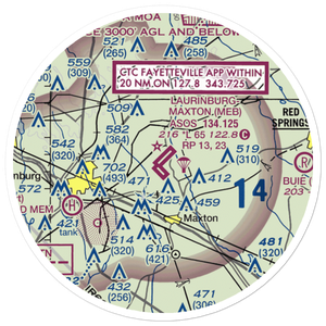 Laurinburg Maxton Airport (MEB) VFR Sectional Sticker (20 mile)