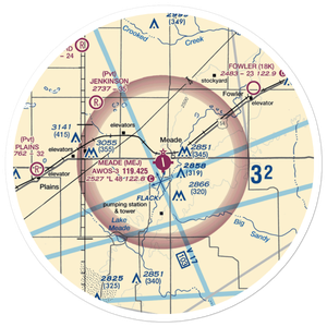 Meade Municipal Airport (MEJ) VFR Sectional Sticker (30 mile)