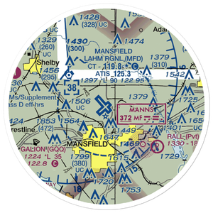 Mansfield Lahm Regional Airport (MFD) VFR Sectional Sticker (20 mile)