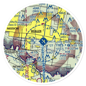 Mc Allen Miller International Airport (MFE) VFR Sectional Sticker (20 mile)