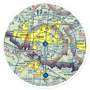 Mc Allen Miller International Airport (MFE) VFR Sectional Sticker (30 mile)