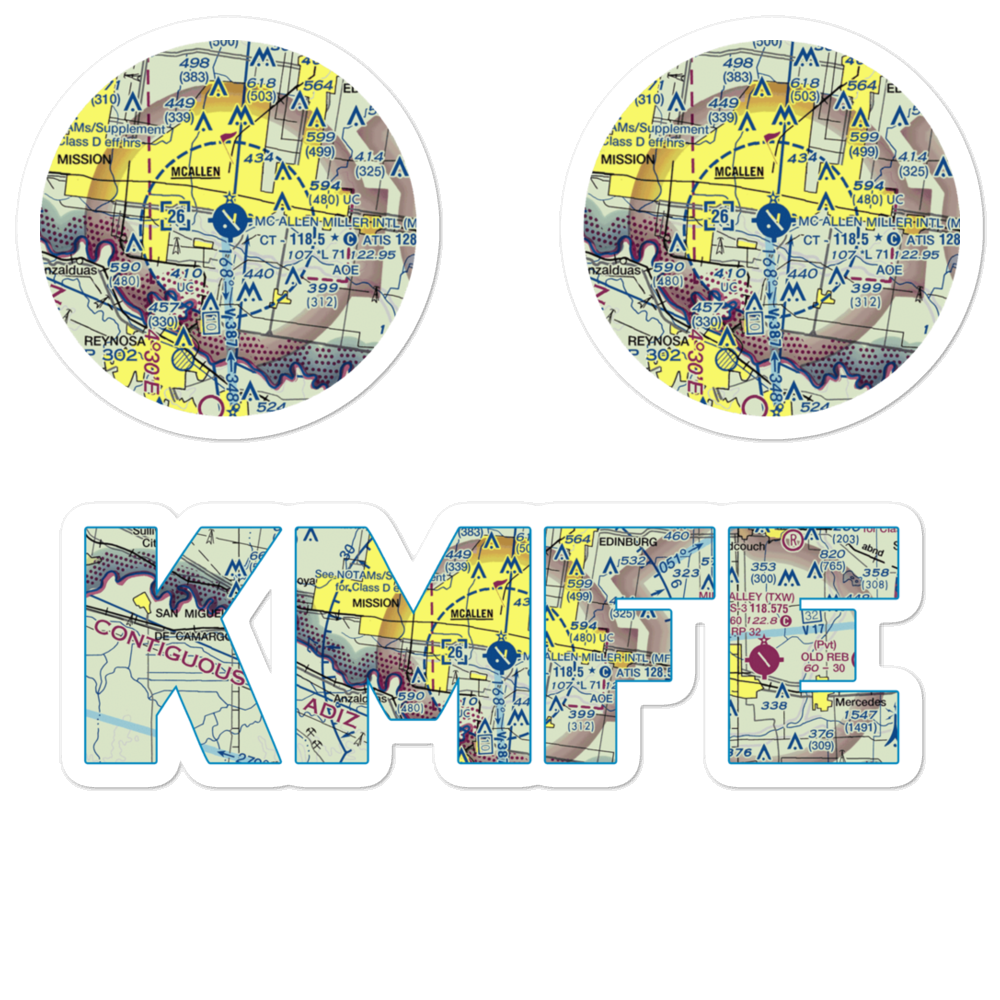 Mc Allen Miller International Airport (MFE) VFR Sectional Sticker Pack 