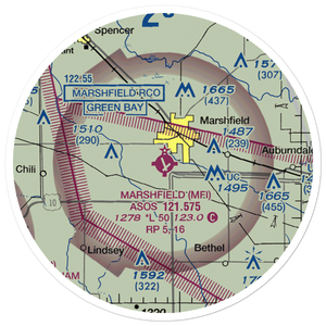 Marshfield Municipal Airport (MFI) VFR Sectional Sticker (20 mile)