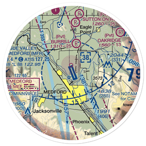 Rogue Valley International Medford Airport (MFR) VFR Sectional Sticker (20 mile)