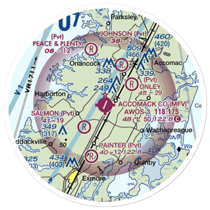 Accomack County Airport (MFV) VFR Sectional Sticker (20 mile)